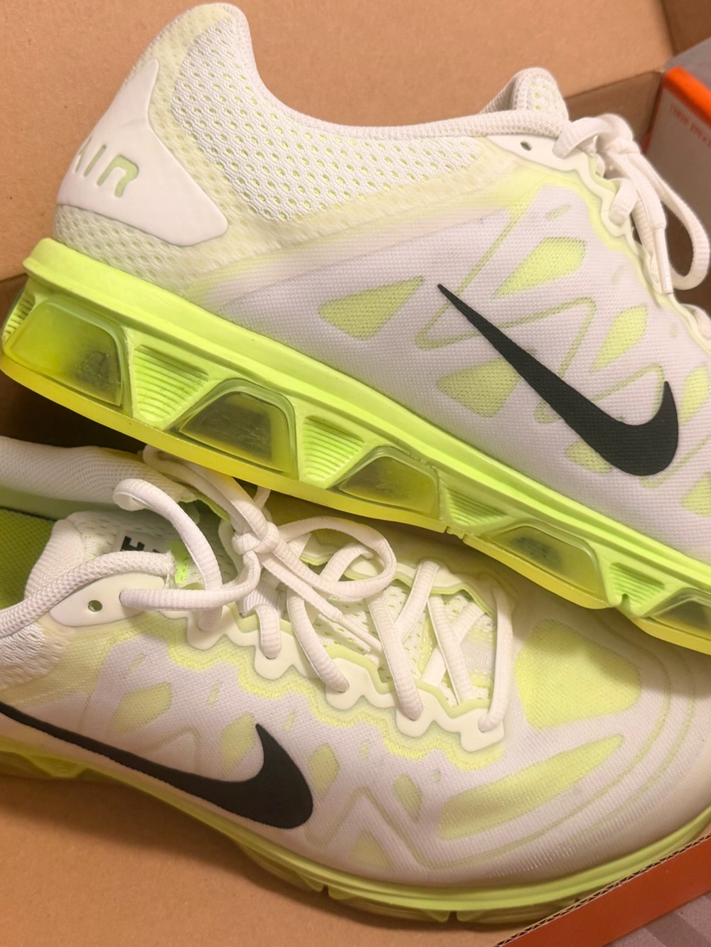 Nike Men’s White and Neon Yellow Mesh Running Sneakers